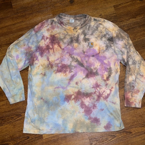 Carhartt Other - Carhartt Henley Multicolor Custom Tie Dye Long Sleeve Shirt Size 2XL